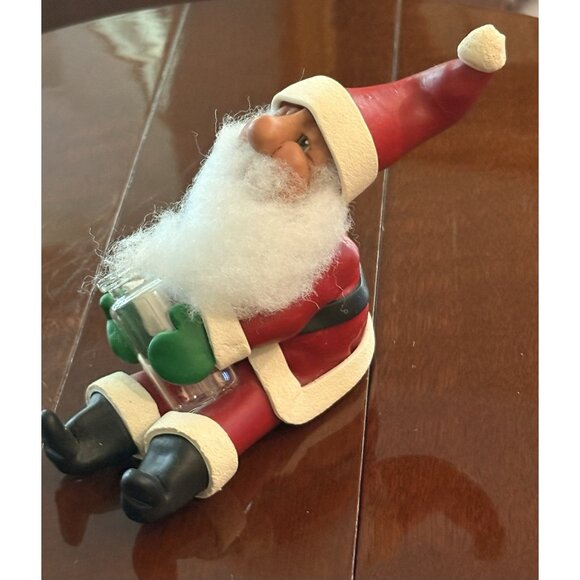 Vintage Polymer Clay Whimsical Santa Claus Ornament Holding Vase 6” Signed 1988 - Picture 4 of 7